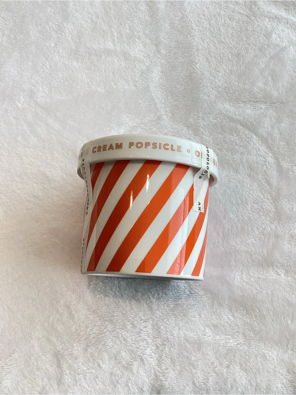 Anthropologie Ceramic Candle Ice Cream Gourmand Orange Cream Popsicle Pint New